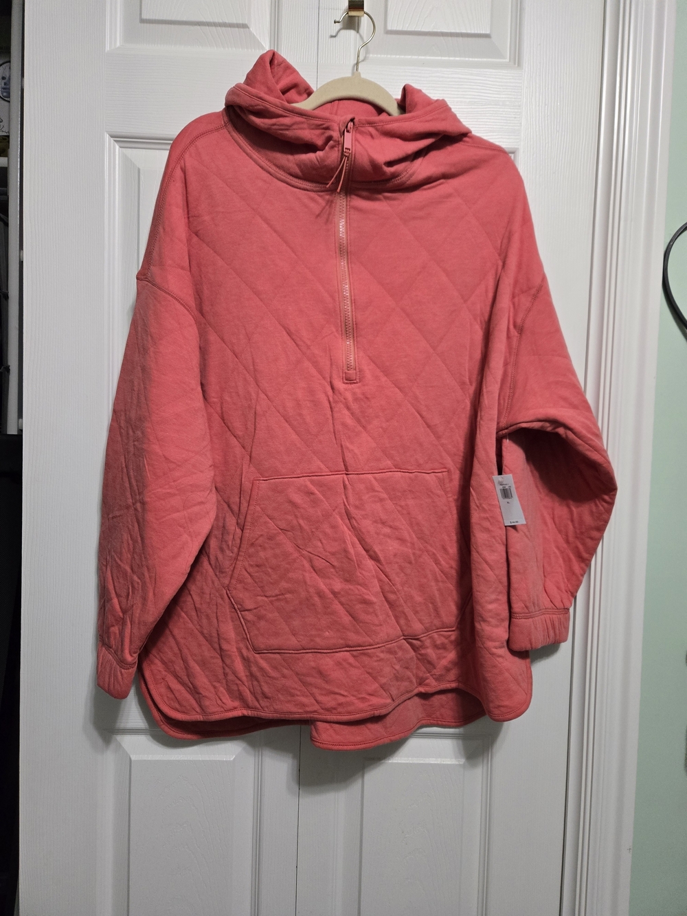 Old Navy Quilted Half-Zip Teddy Jacket in Coral
